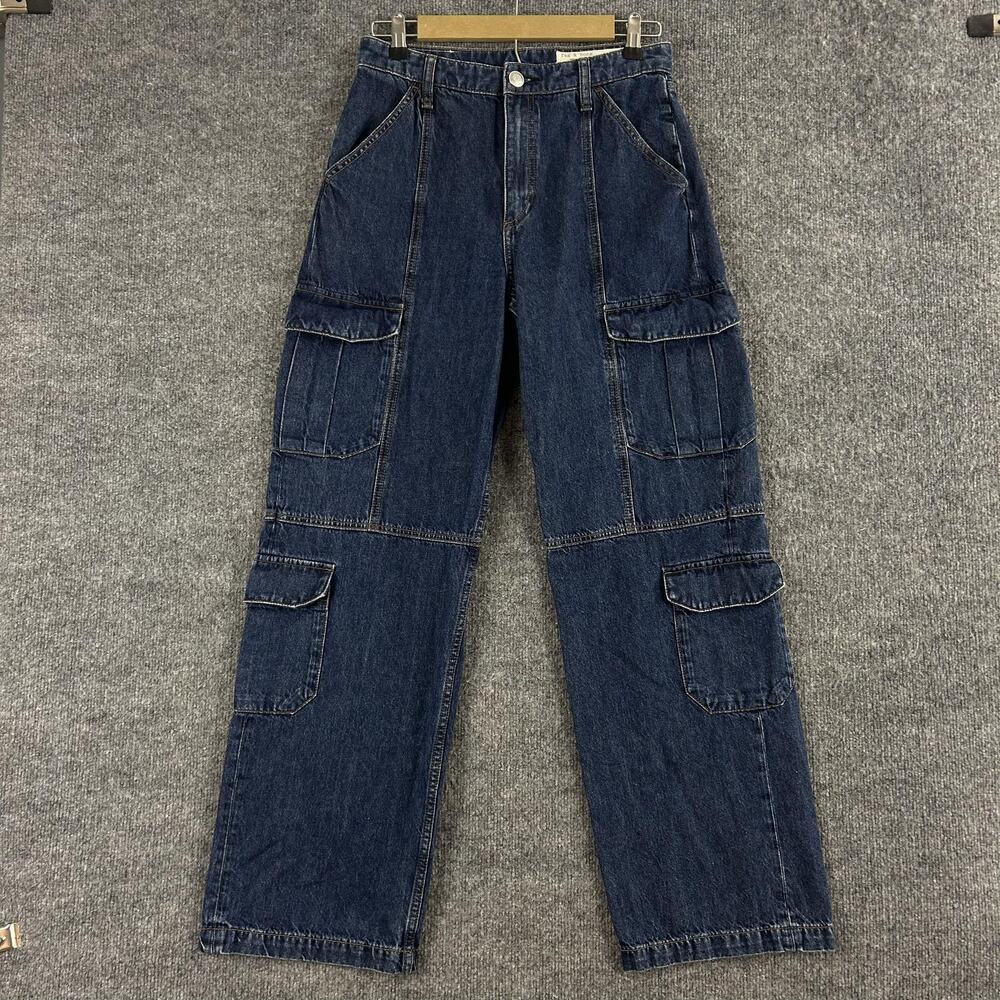 Rag & Bone Jeans Womens 26 Cailyn Cargo Wide Leg Utility Dark Blue Denim Relaxed - Picture 4 of 16